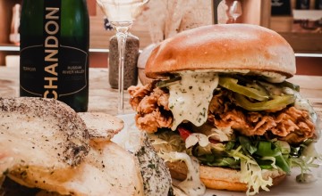 We’re celebrating all January long. Wednesday-Monday, join us for a CHANDON Fried Chicken Sandwich and a glass of our Russian River Valley Vintage Blanc de Blancs 2018.