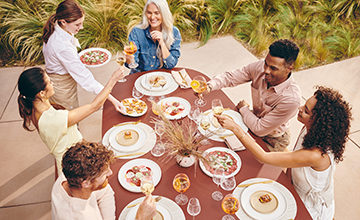 Our family-style lunch pairs three CHANDON wines that inspire dishes of local ingredients and flavors from around the globe.                                                    
FAMILY FRIENDLY.