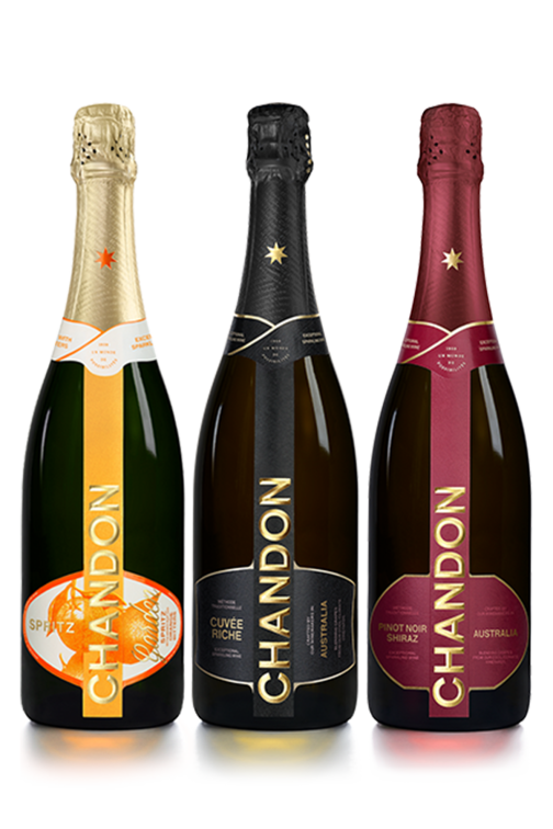 PACK OF THREE BOTTLE OF CHANDON INCLUDES : CHANDON GARDEN SPRITZ, CHANDON CUVÉE RICHE, CHANDON PINOT NOIR SHIRAZ