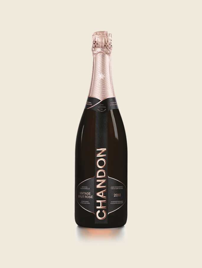 CHANDON Vintage Brut Rosé  2018 Bottle produced in Australia on a Skyvory background