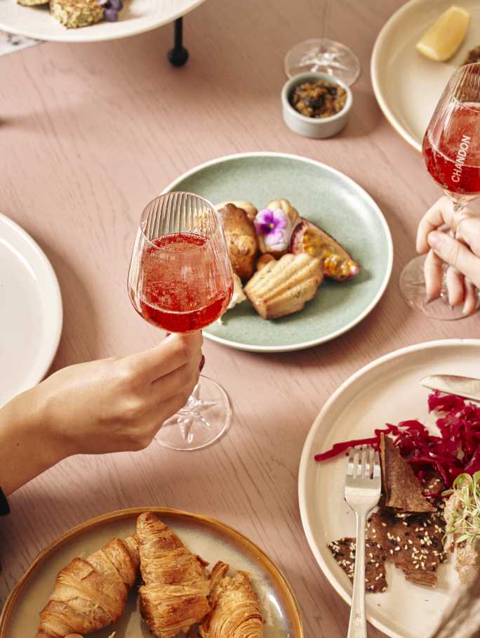 A brunch with a glasses of CHANDON Rosé in Australia