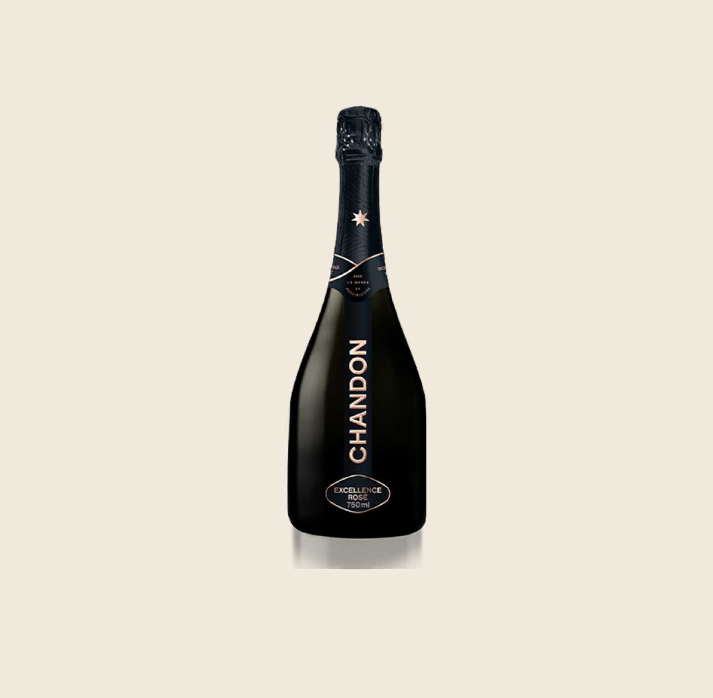 Garrafa de CHANDON Excellence Brut Rosé produzida no Brasil