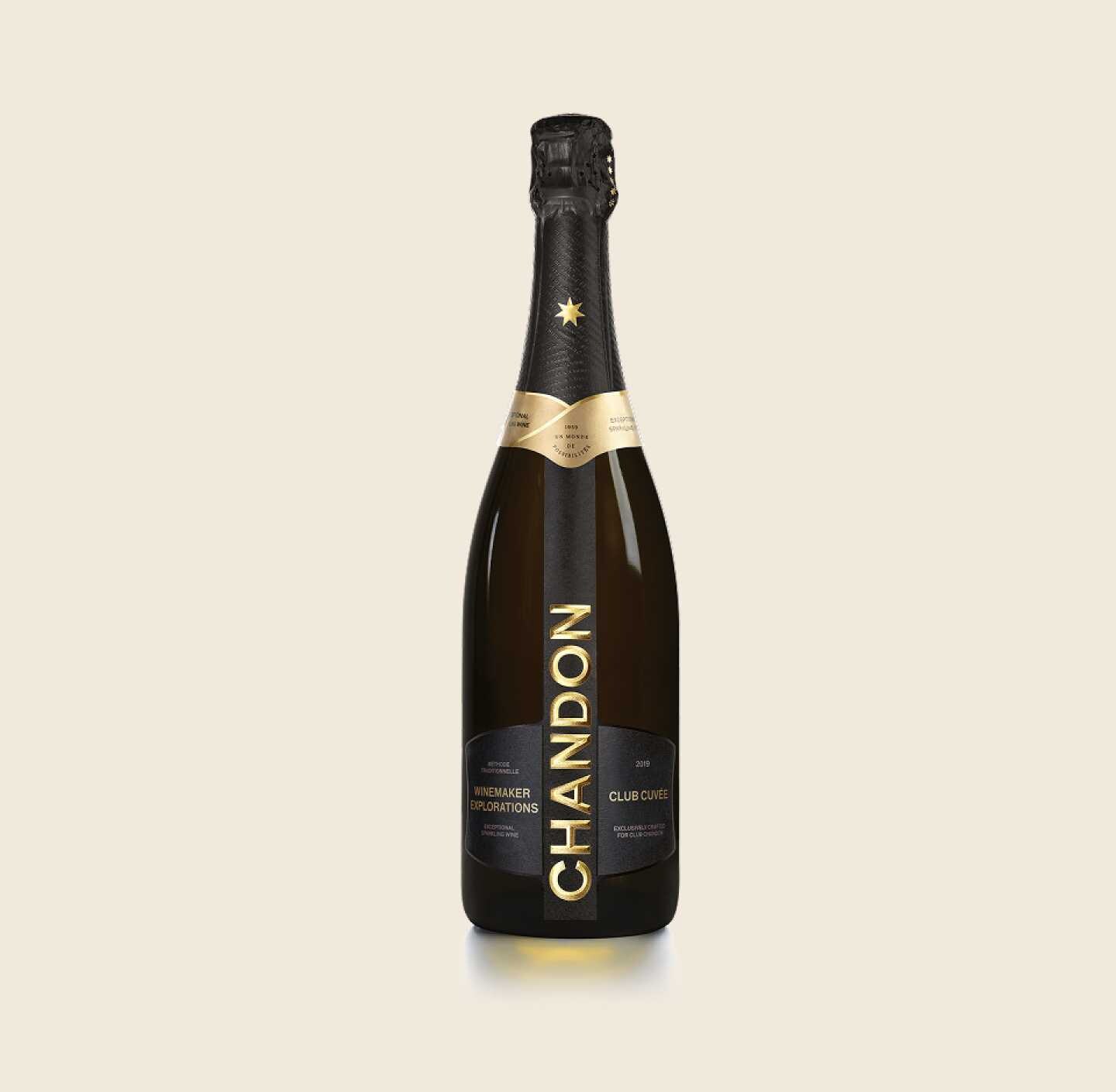 CHANDON Club Cuvée 2019 Bottle produced in Australia on a Skyvory background