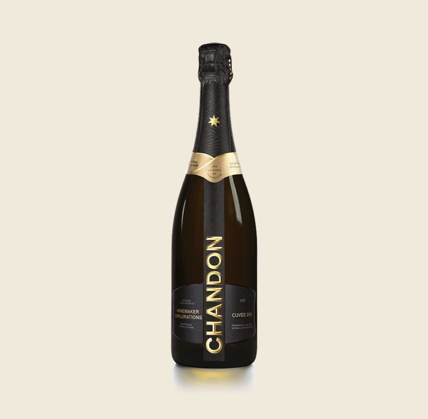 CHANDON Cuvée 205 2021 Bottle produced in Australia on a Skyvory background