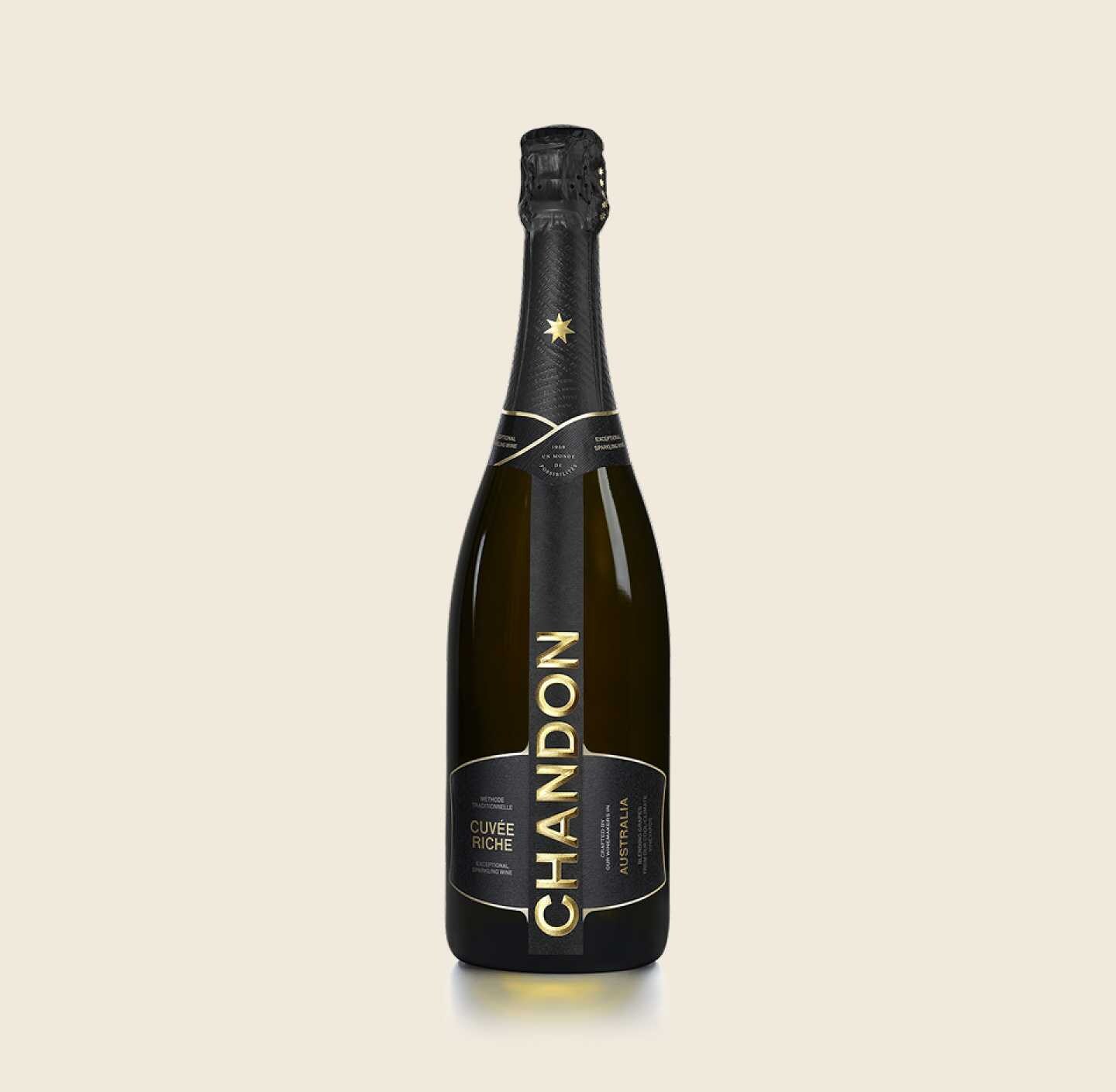 CHANDON Cuvée Riche Bottle produced in Australia on a Skyvory background