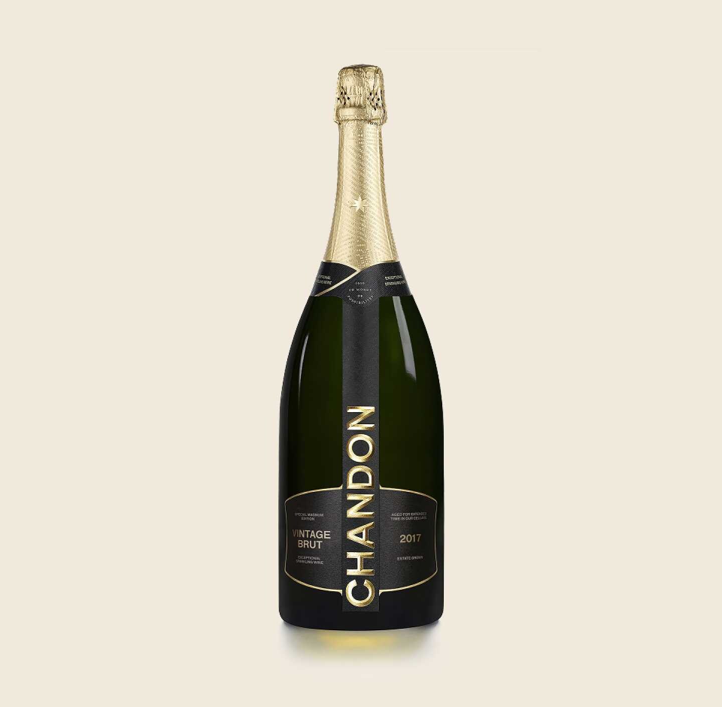 CHANDON Vintage Brut Magnum 2019 Bottle produced in Australia on a Skyvory background