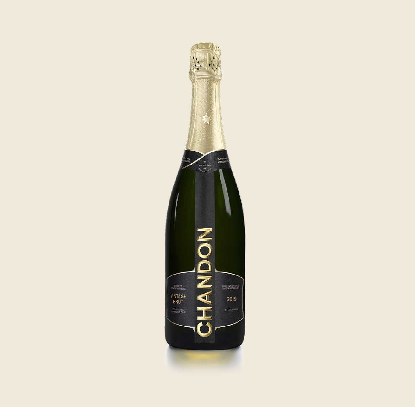 CHANDON Vintage Brut 2019 Bottle produced in Australia on a Skyvory background