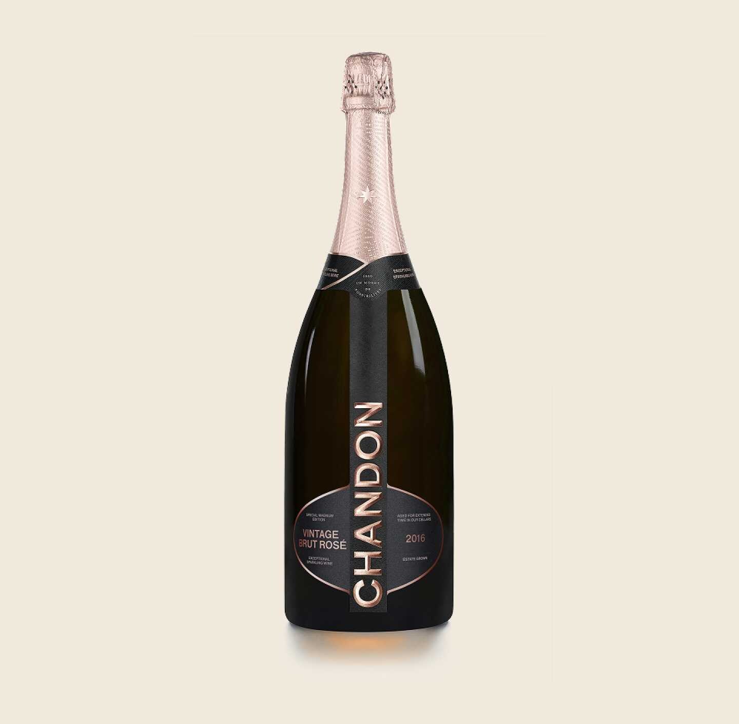 CHANDON Vintage Brut Rosé Magnum 2018 Bottle produced in Australia on a Skyvory background