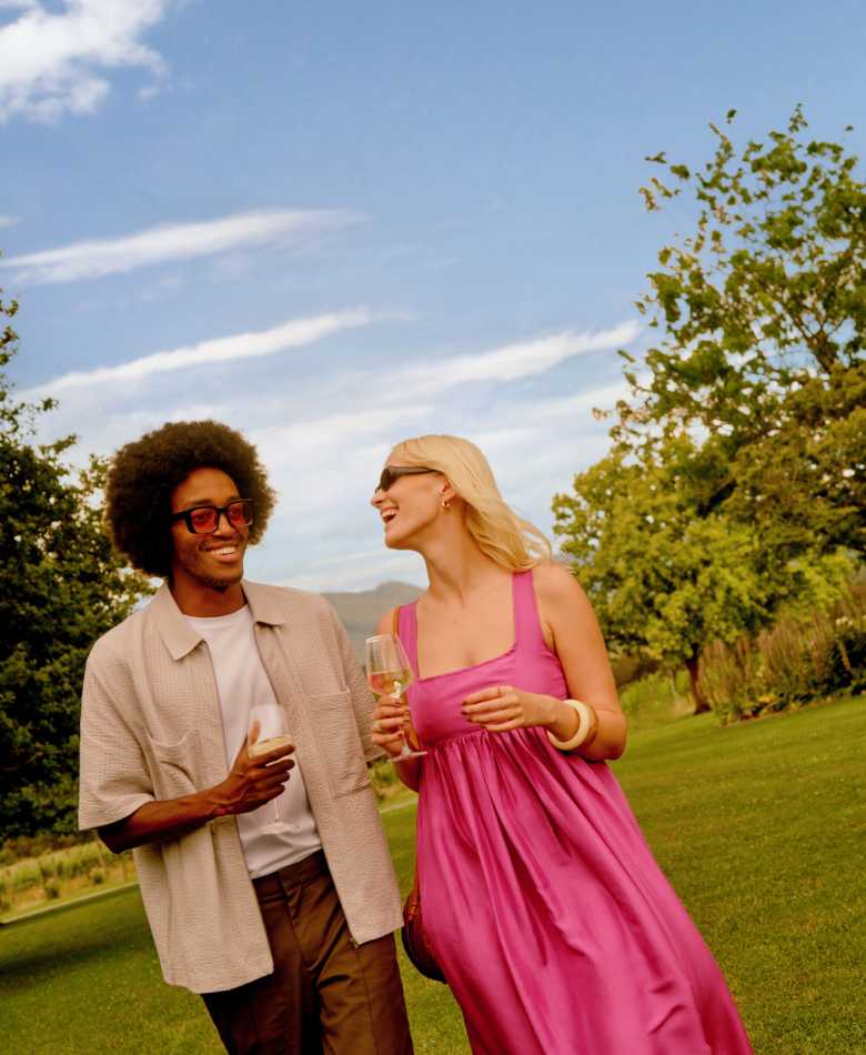 Two people visiting the CHANDON Australia BrandHome